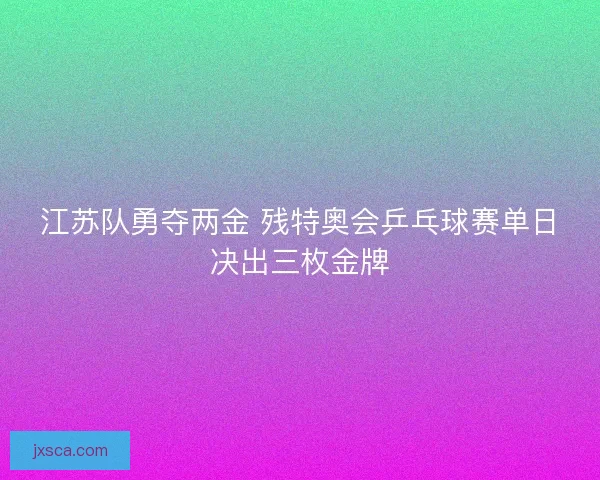 江苏队勇夺两金 残特奥会乒乓球赛单日决出三枚金牌