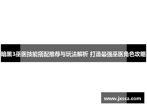 暗黑3巫医技能搭配推荐与玩法解析 打造最强巫医角色攻略